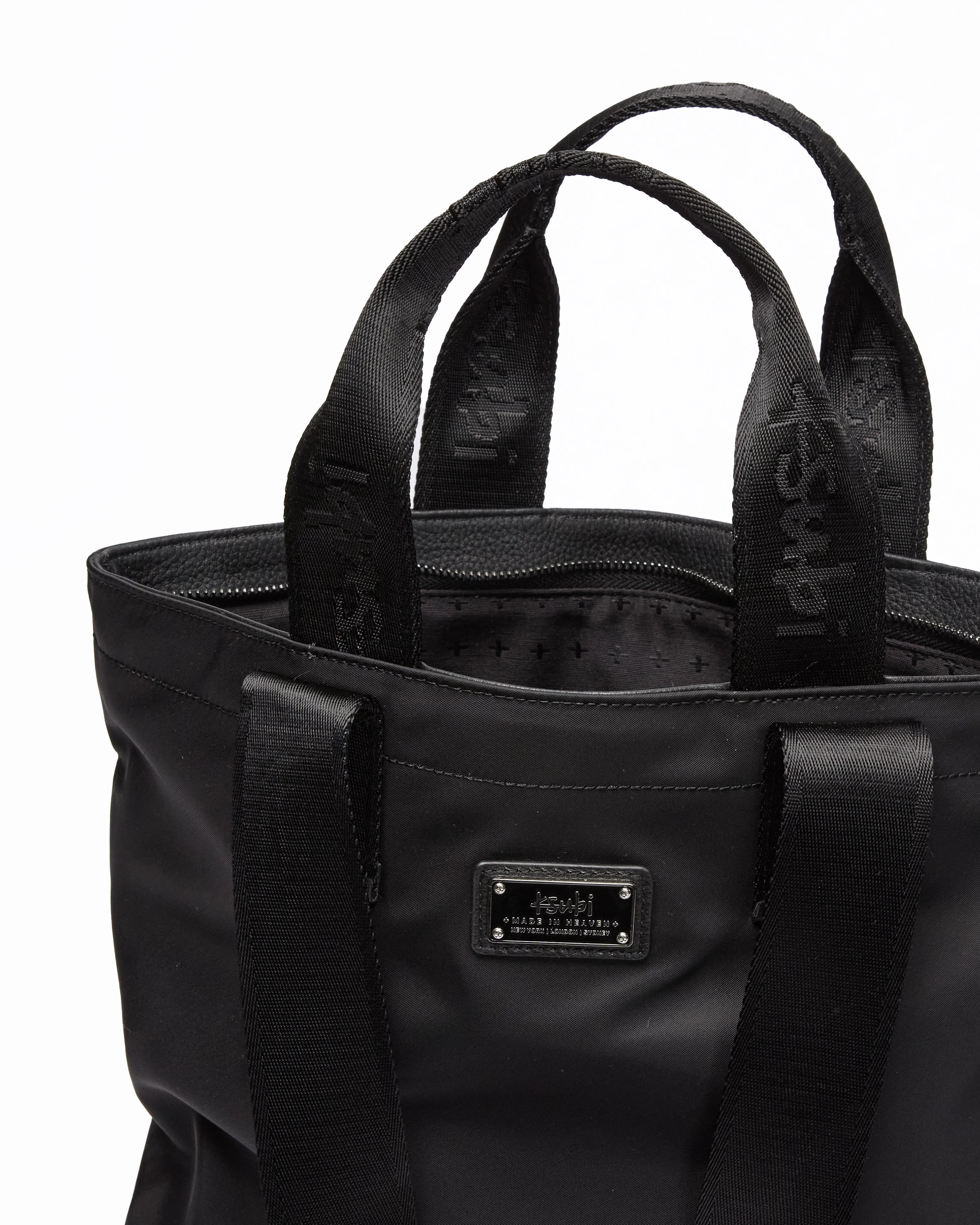 MADE IN HEAVEN NYLON LEATHER TOTE BLACK - Image 5