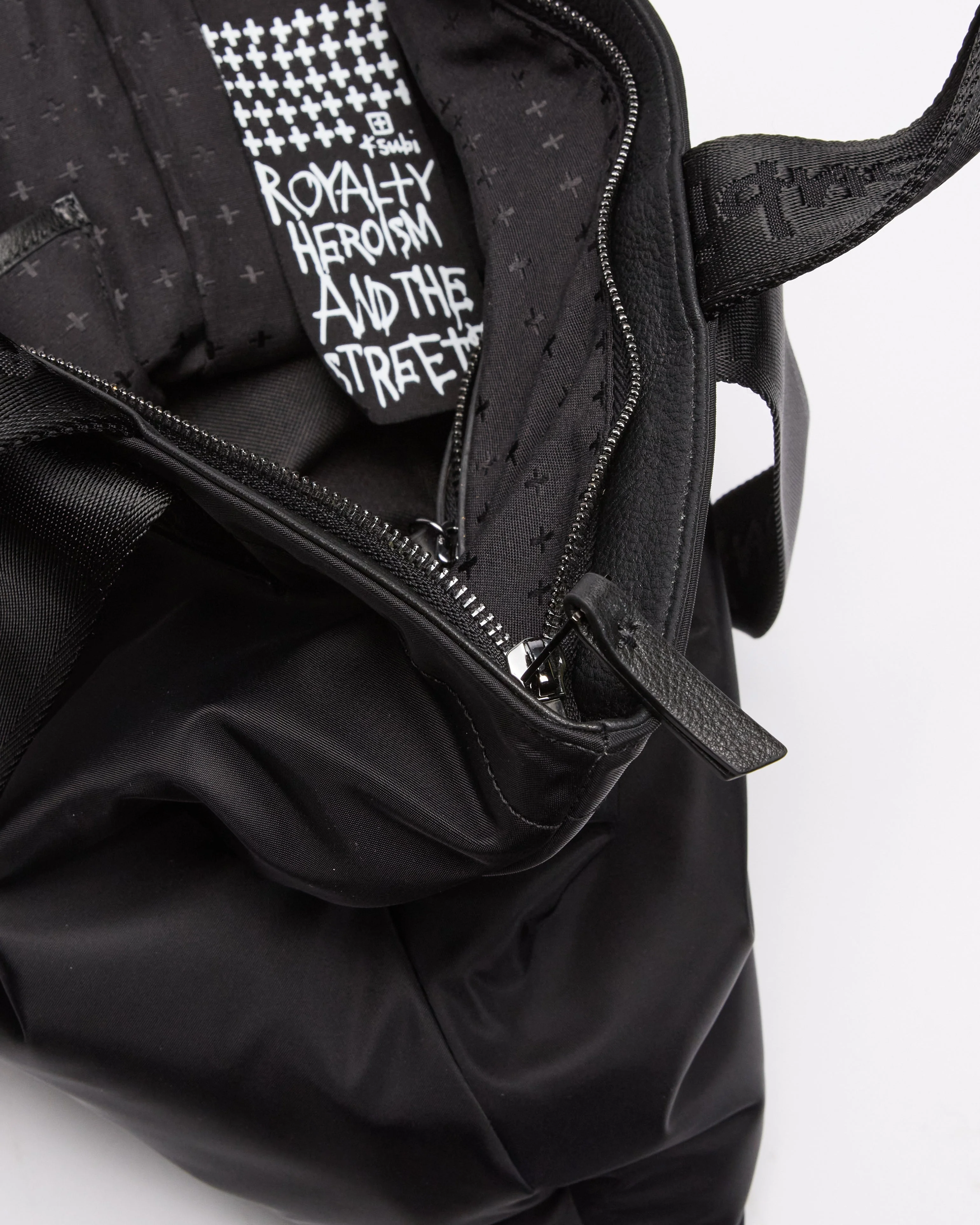 MADE IN HEAVEN NYLON LEATHER TOTE BLACK - Image 6